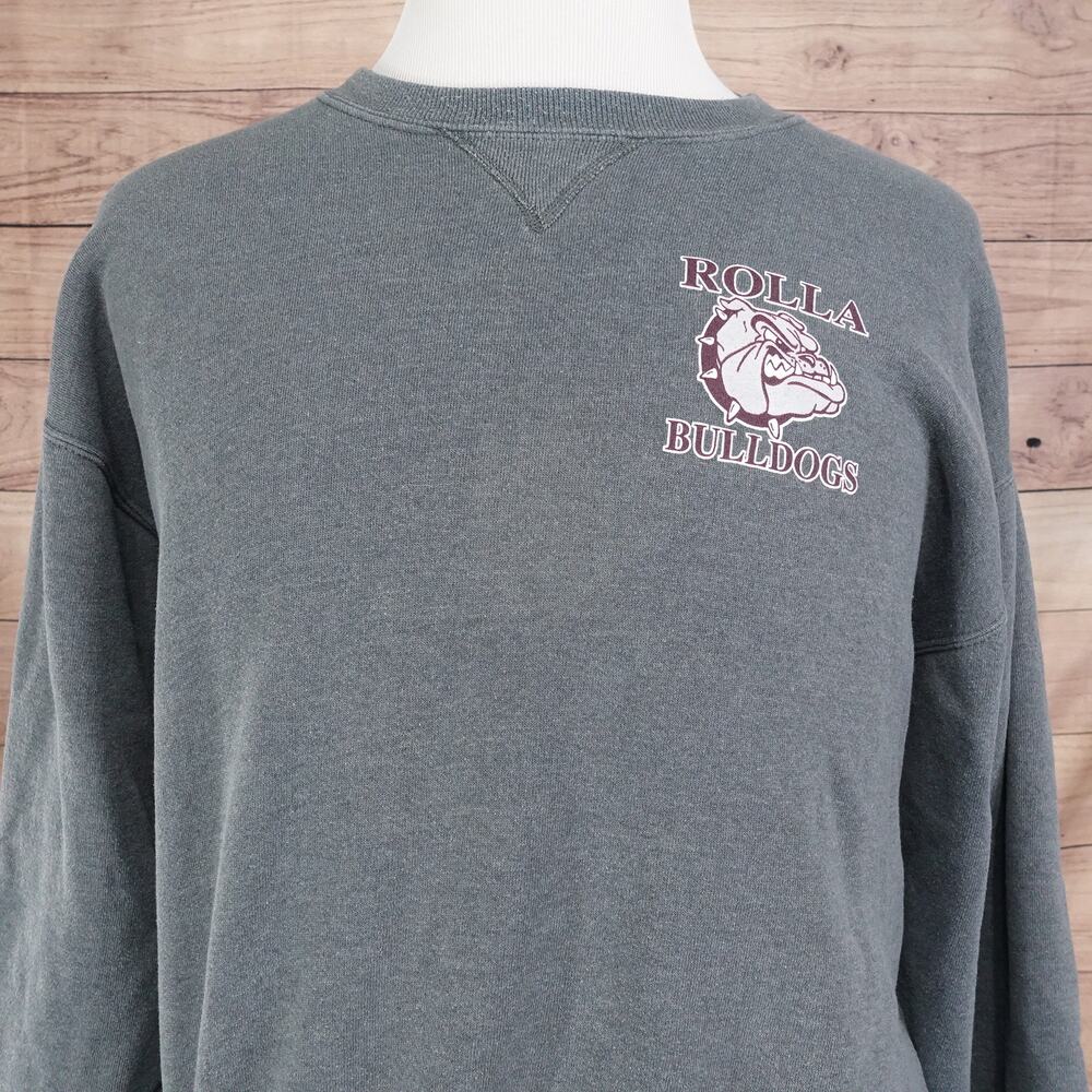 VINTAGE ROLLA BULLDOGS MISSOURI RUSSELL ATHLETIC GREY SWEATSHIRT SIZE L LARGE‎